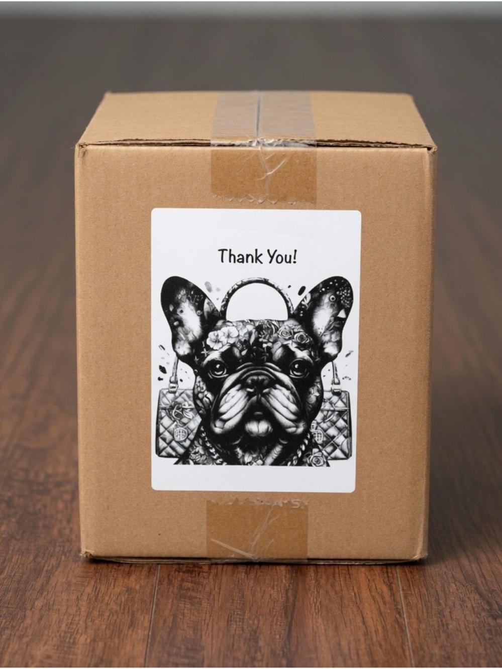 Frenchie Thank You Labels 4”x6”-100ct.